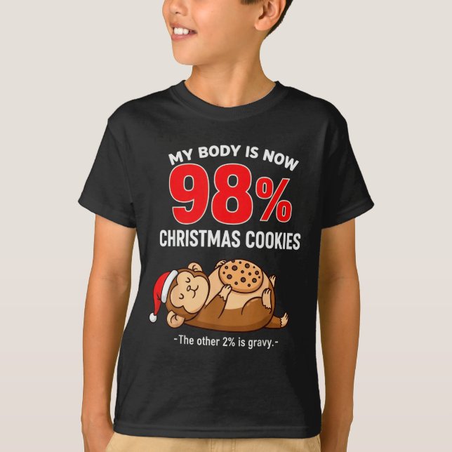 Camiseta My Body Is 98% Christmas Cookies Funny Monkey Paja (Frente)