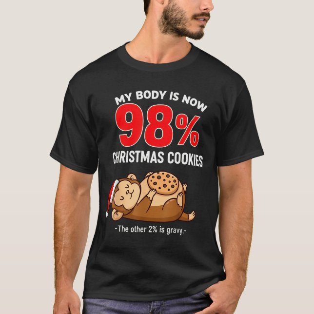 Camiseta My Body Is 98% Christmas Cookies Funny Monkey Paja (Frente)
