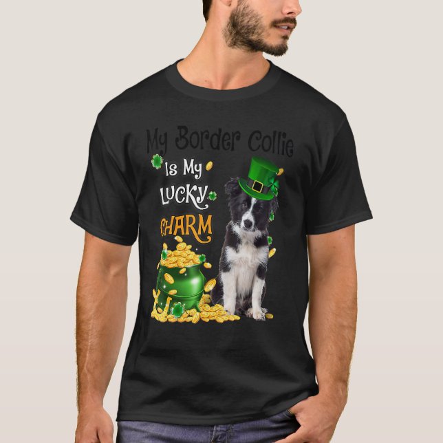 Camiseta My Border Collie Is My Lucky Charm Cute Dog Patric (Frente)
