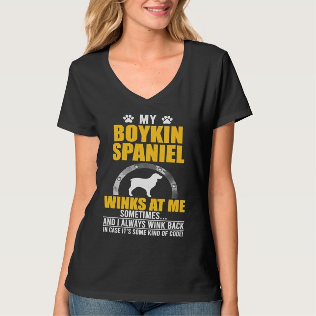 Camiseta My Boykin Spaniel Winks At me Dog Owner (Frente)