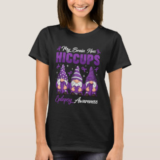 Camiseta My Brain Has Hiccups Epilepsy Awareness Purple Rib