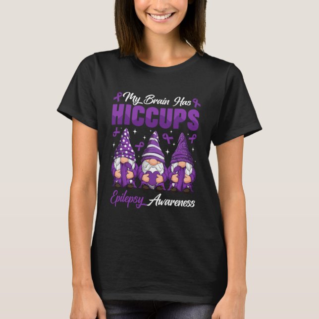 Camiseta My Brain Has Hiccups Epilepsy Awareness Purple Rib (Frente)
