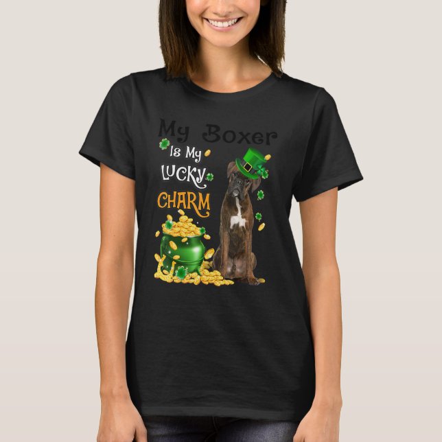 Camiseta My BRINDLE Boxer Is My Lucky Charm Cute Dog Patric (Frente)