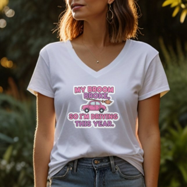 Camiseta My Broom Broke Funny Witch Quote | Halloween Humor (Criador carregado)