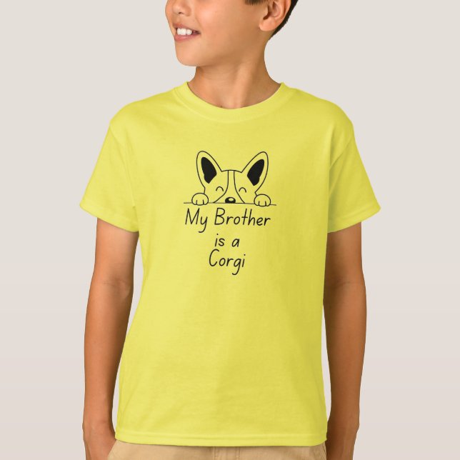 Camiseta 'My Brother is a Corgi' Playful Dog Loving Family (Frente)