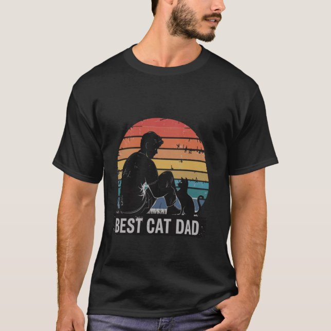 Camiseta My Cat Dad Hero Retro Sunset Cool Best Cat Dad (Frente)
