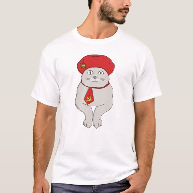 Camiseta My Cat is a Communist Funny Soviet Meme Cat  (Frente)