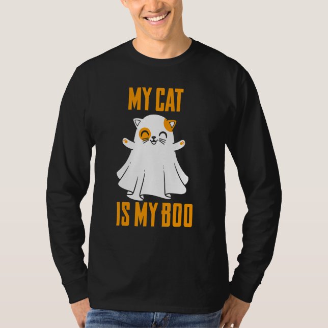 Camiseta My Cat Is My Boo   Halloween Cat (Frente)