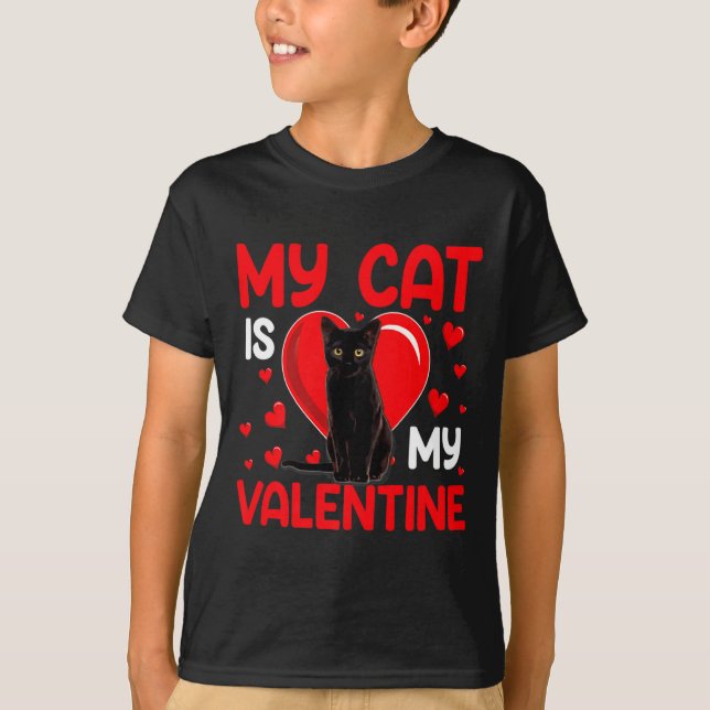 Camiseta My Cat Is My Valentine Paw Heart Cat Owner Valenti (Frente)