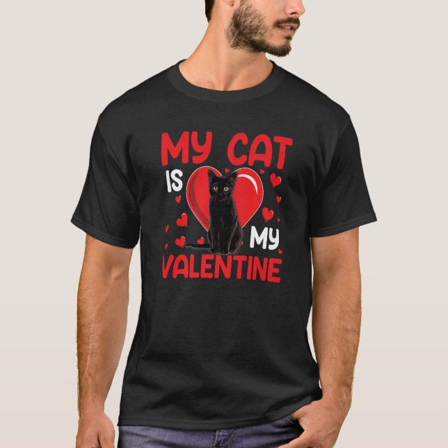 Camiseta My Cat Is My Valentine Paw Heart Cat Owner Valenti (Frente)