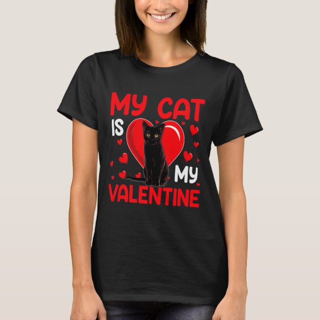 Camiseta My Cat Is My Valentine Paw Heart Cat Owner Valenti (Frente)