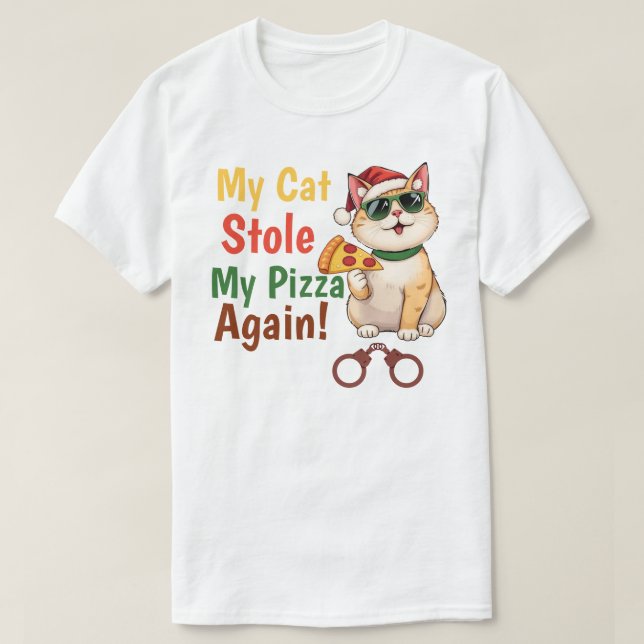Camiseta My Cat Stole My Pizza... Again (Frente do Design)