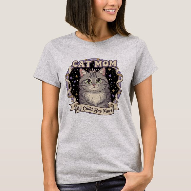 Camiseta My Child Has Paws Cat Mom Tee (Frente)