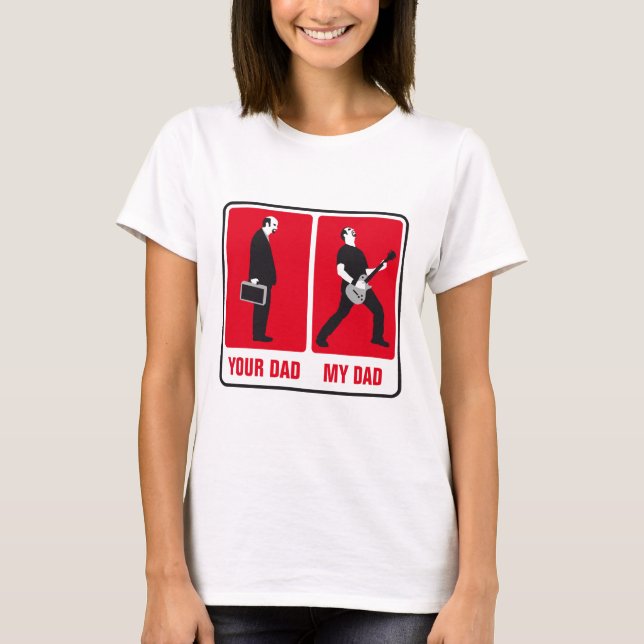 Camiseta my dad is genial player than your dad rock guitar (Frente)