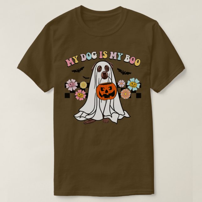 Camiseta My Dog Is Boo Funny Labrador Boo Ghost Lover Hallo (Frente do Design)