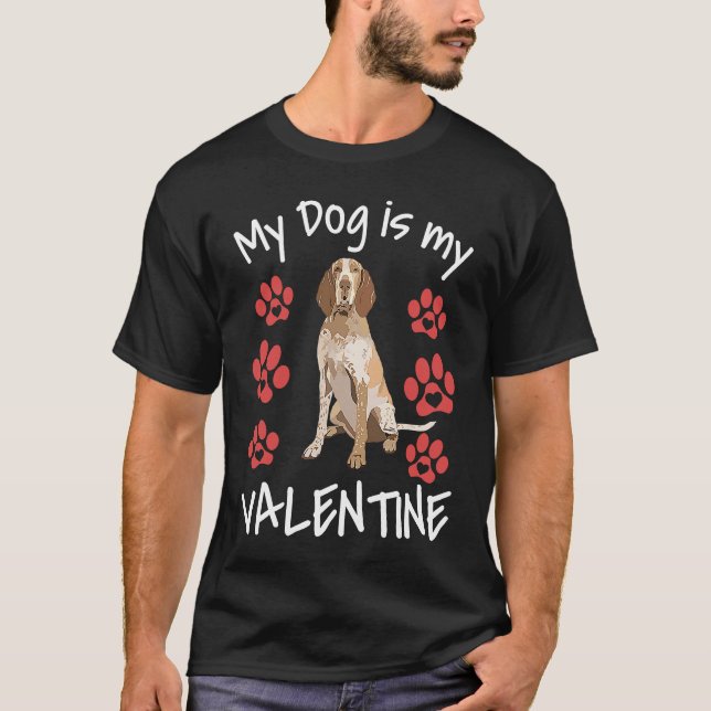 Camiseta My Dog Is My Valentine Bracco Italiano Cute Dog Pa (Frente)