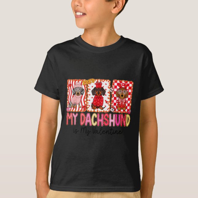 Camiseta My Dog Is My Valentine Cute Dachshund Dogs For Dog (Frente)