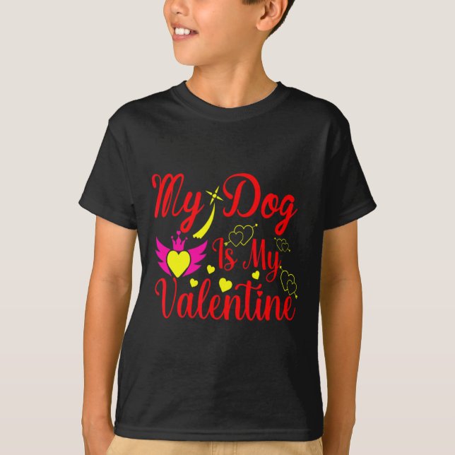 Camiseta My Dog Is My Valentine Day Heart Love Dog Valenti  (Frente)