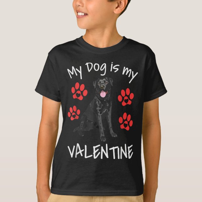 Camiseta My Dog Is My Valentine Funny Black Lab Cute Dog Pa (Frente)