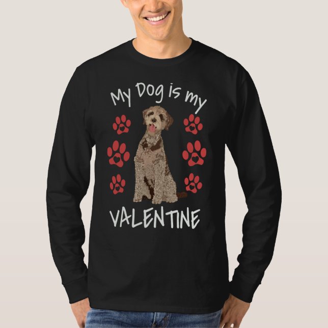 Camiseta My Dog Is My Valentine Labradoodle Cute Dog Paw He (Frente)