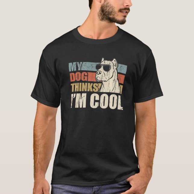 Camiseta My Dog Thinks I'm Cool Dogo Argentino  Retro Dad M (Frente)