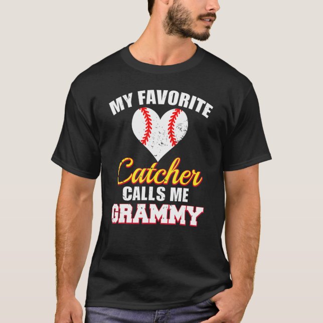 Camiseta My Favorite Catcher Calls Me Grammy Catcher Baseba (Frente)