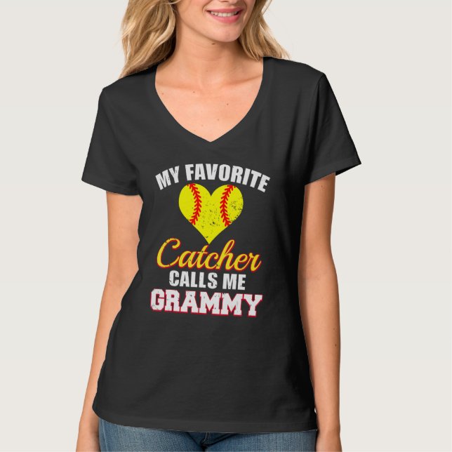 Camiseta My Favorite Catcher Calls Me Grammy Catcher Softba (Frente)