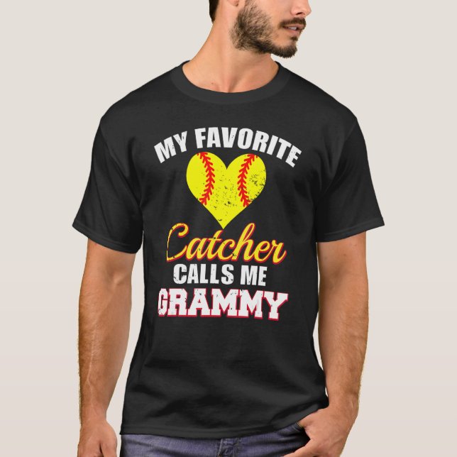 Camiseta My Favorite Catcher Calls Me Grammy Catcher Softba (Frente)
