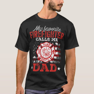 Camiseta My Favorite Firefighter Calls Me Dad Usa Flag Fath