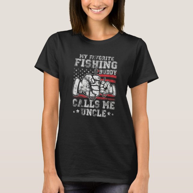 Camiseta My Favorite Fishing Buddy Call Me Uncle US Flag Pr (Frente)