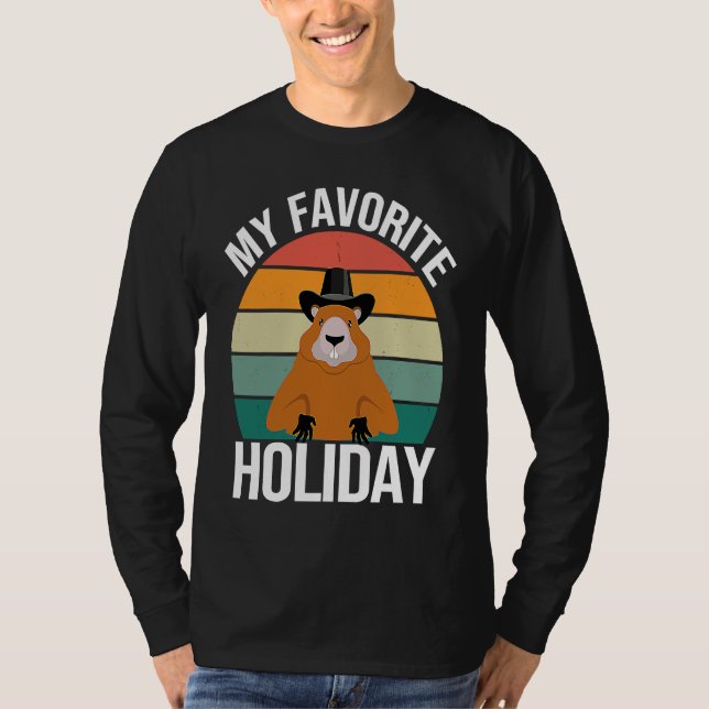 CAMISETA MY FAVORITE HOLDIDAY  GROUNDHOG DAY SUNSET RETRO (Frente)