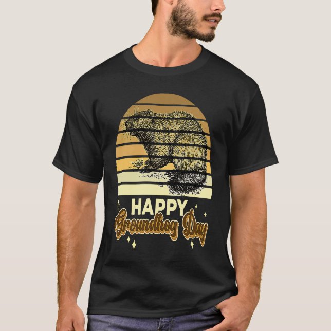 Camiseta My Favorite Holiday Woodchuck Sunset Happy Groundh (Frente)