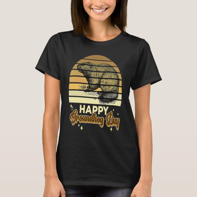 Camiseta My Favorite Holiday Woodchuck Sunset Happy Groundh (Frente)