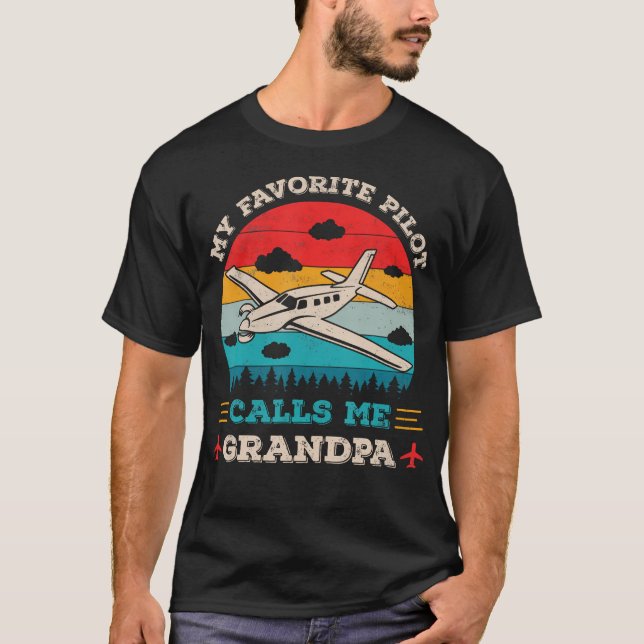 Camiseta My Favorite Pilot Calls Me Grandpa Funny Pilot Gra (Frente)