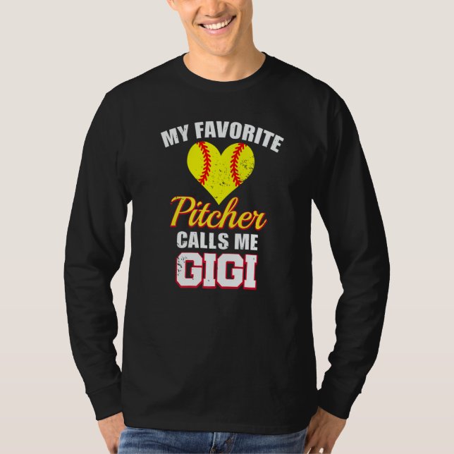 Camiseta My Favorite Pitcher Calls Me Gigi Pitcher Softball (Frente)