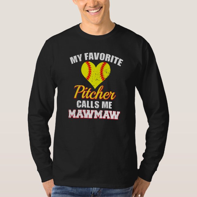 Camiseta My Favorite Pitcher Calls Me MawMaw Pitcher Softba (Frente)