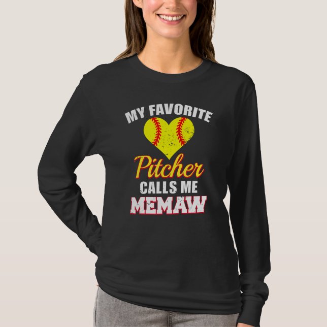Camiseta My Favorite Pitcher Calls Me Memaw Pitcher Softbal (Frente)