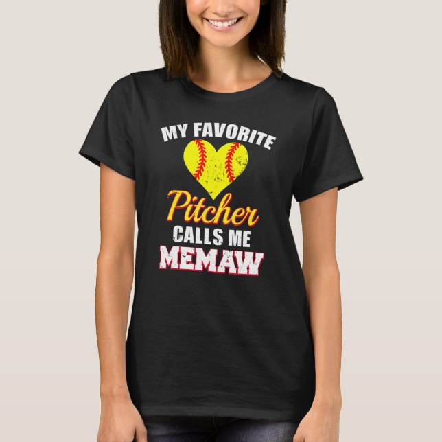 Camiseta My Favorite Pitcher Calls Me Memaw Pitcher Softbal (Frente)