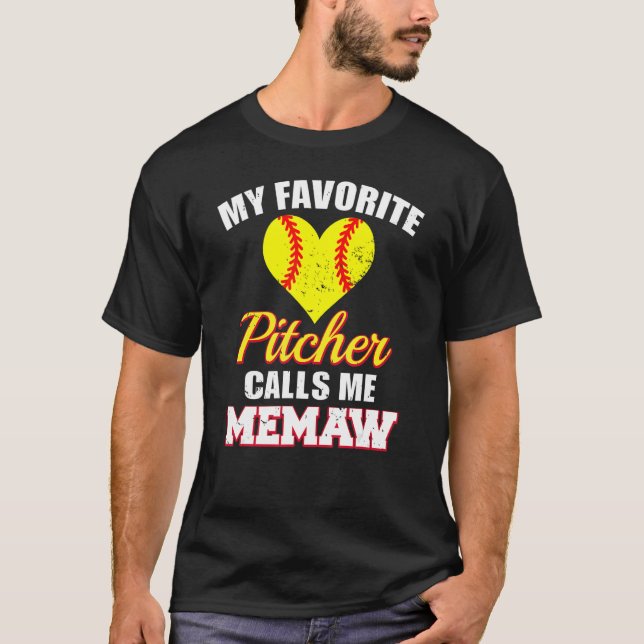 Camiseta My Favorite Pitcher Calls Me Memaw Pitcher Softbal (Frente)