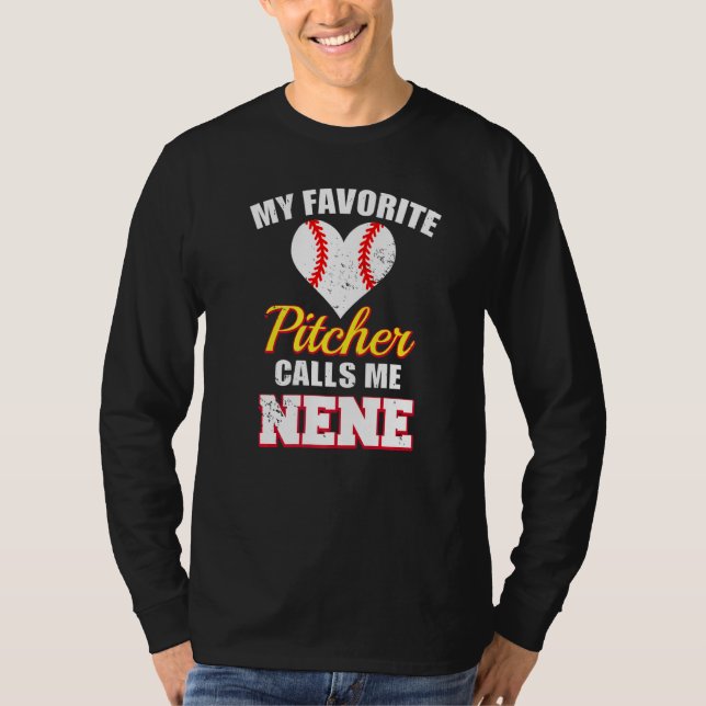 Camiseta My Favorite Pitcher Calls Me Nene Pitcher Baseball (Frente)