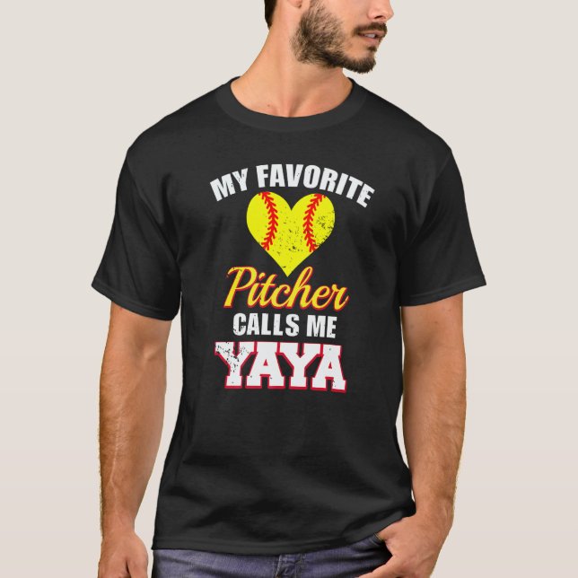 Camiseta My Favorite Pitcher Calls Me Yaya Pitcher Softball (Frente)