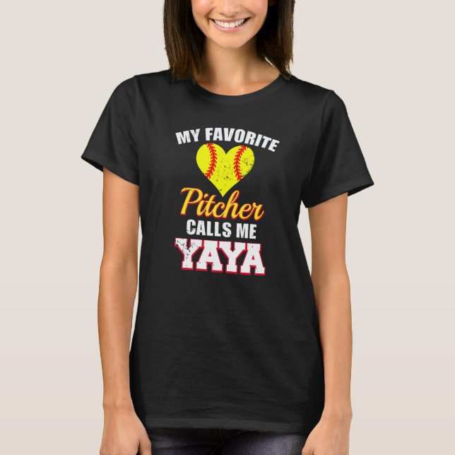 Camiseta My Favorite Pitcher Calls Me Yaya Pitcher Softball (Frente)