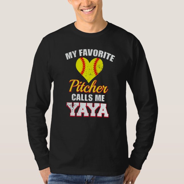 Camiseta My Favorite Pitcher Calls Me Yaya Pitcher Softball (Frente)