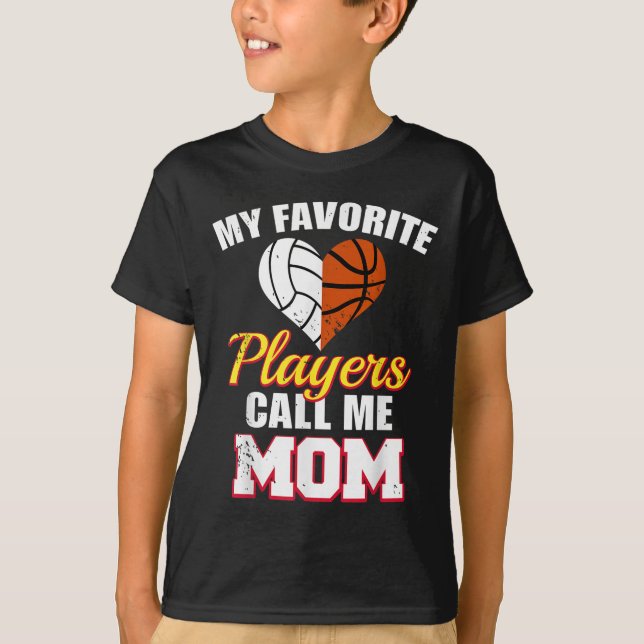 Camiseta My Favorite Players Call Me Mom Volleyball Basketb (Frente)