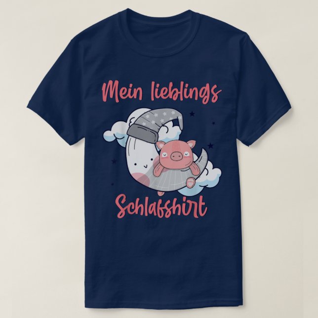 Camiseta My favorite sleep shirt teacup pig mini pig moon  (Frente do Design)