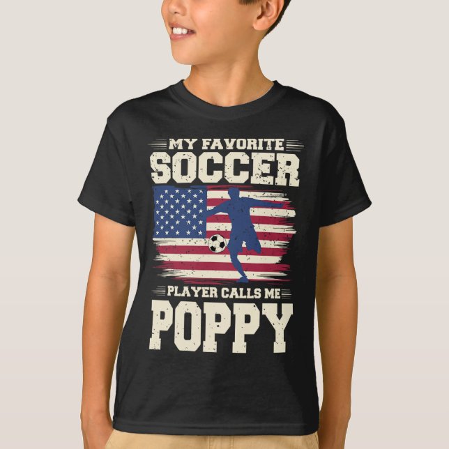 Camiseta My Favorite Soccer Player Calls Me Poppy Usa Flag  (Frente)