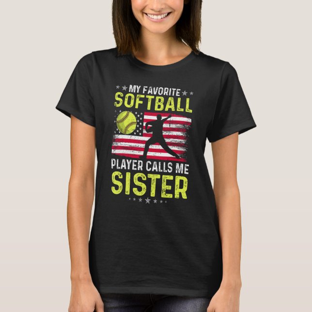 Camiseta My Favorite Softball Player Calls Me Uncle America (Frente)