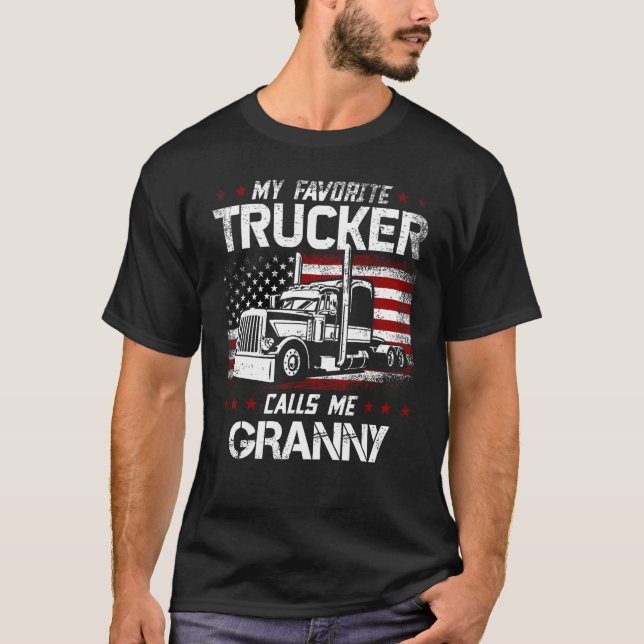 Camiseta My Favorite Trucker Calls Me Granny USA American F (Frente)