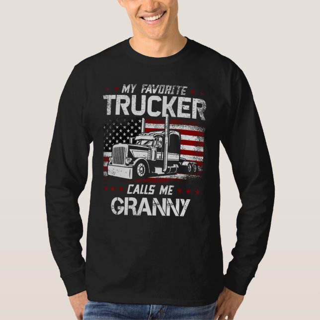Camiseta My Favorite Trucker Calls Me Granny USA American F (Frente)