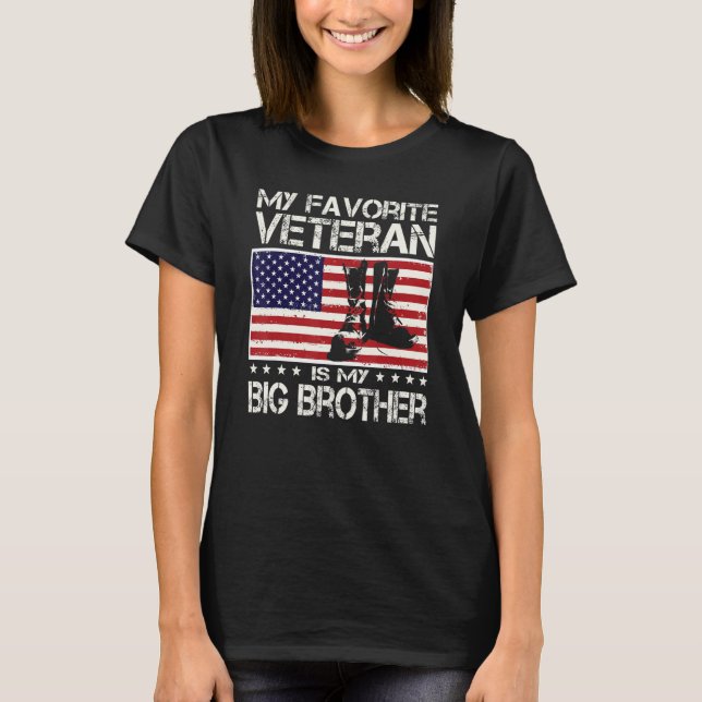 Camiseta My Favorite Veteran Is My Big Brother Us Flag Vete (Frente)